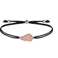 Corded Bracelet with Angel Wing Black / Bronze
