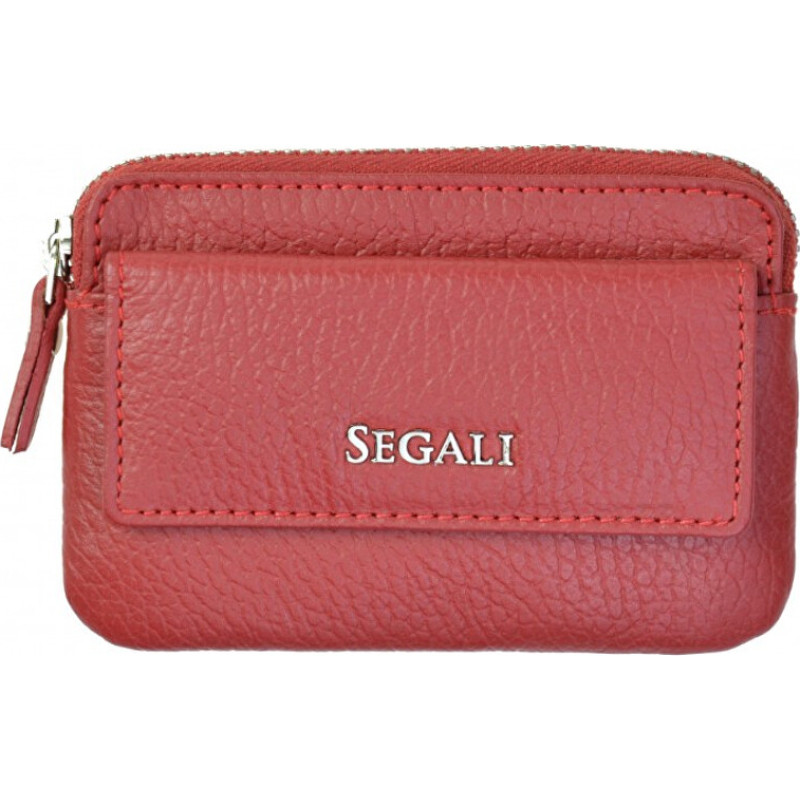 Leather mini wallet-key ring 7483 A red