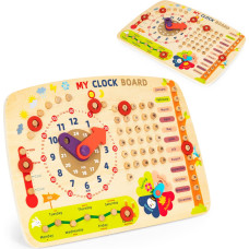 Ecotoys Wooden manipulation board for children, calendar clock ECOTOYS