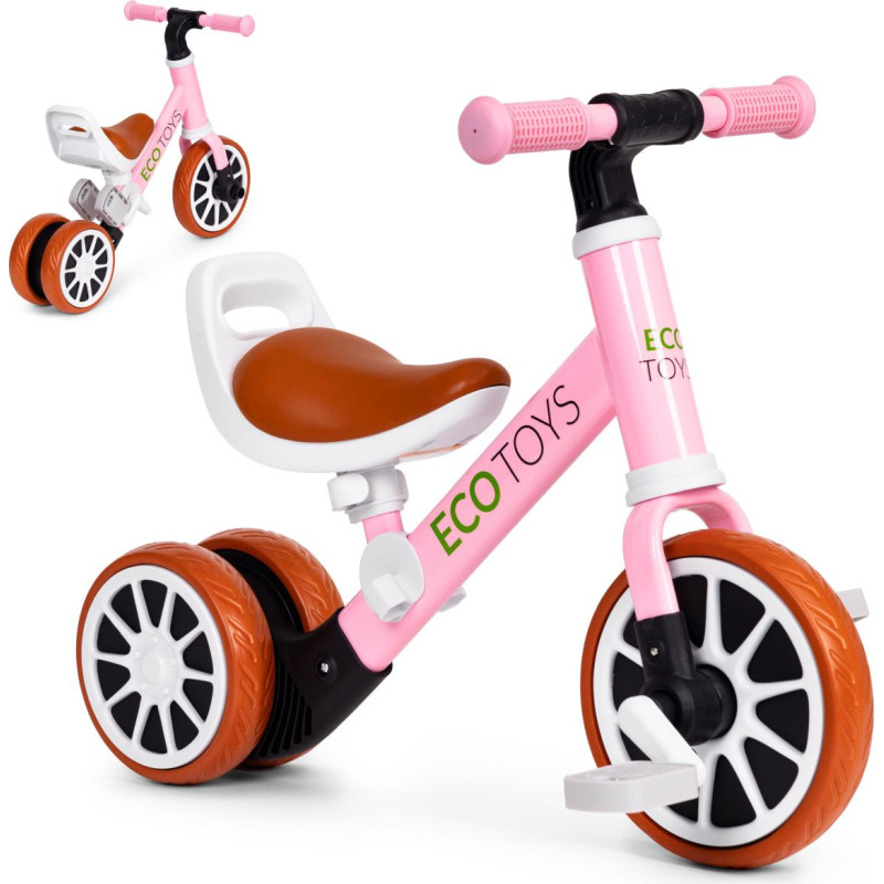 Ecotoys Rowerek tr&oacute;jkołowy biegowy z pedałami 2w1 r&oacute;żowy ECOTOYS