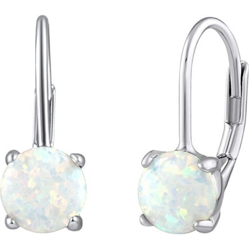 Silver earrings with white synthetic opal LPS1398W