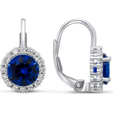 Charming silver earrings with blue zircons EA126WB