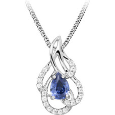 SC469 Synthetic Tanzanite Silver Necklace (Chain, Pendant)
