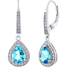 BRISA Silver Earrings with Swiss Blue Topaz and Brilliance Zirconia JJJ1141ETS