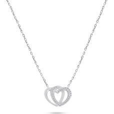 Decent silver heart necklace with zircons NCL83W