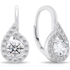 Sparkling silver earrings with clear zircons EA756W