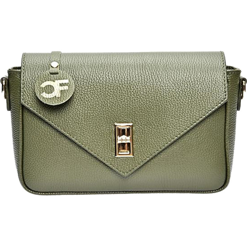 Women's leather crossbody handbag CF1948T Verde Militare