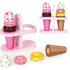 Ecotoys Set of wooden Velcro ice creams for children 9 elements