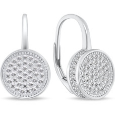 Charming silver earrings with glittering circles LME272