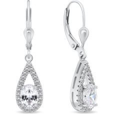 Impressive silver earrings with clear zircons EA310W