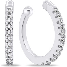 Trendy silver earrings with clear zircons EA694W