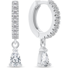 Silver hoop earrings with cubic zirconia EA1171W