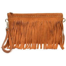 Women's leather handbag AL 8176T Cognac