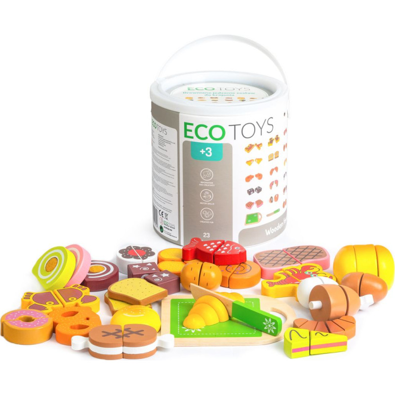 Ecotoys Wooden food for cutting 23 pieces ECOTOYS