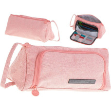 Rozā skolas zīmuļu futrālis ar dubultā soma tualetes futrālīti
