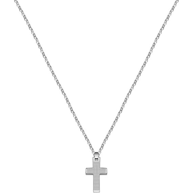 Men´s steel necklace with a cross Motown SALS45
