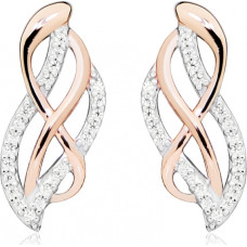 Elegant bicolor earrings with zircons SC434