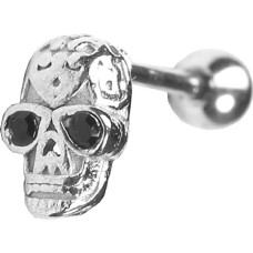 Piercing earrings Skull with black crystals