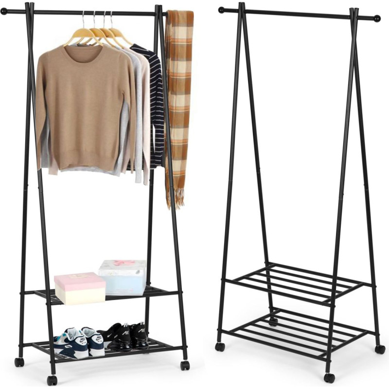Modernhome Hanger rack with 2 shelves for clothes and shoes