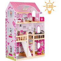 Ecotoys Wooden dollhouse with  furniture ECOTOYS