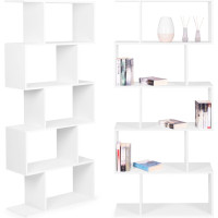 Modernhome Modern checkered shelf for the living room with 5 shelves for books white