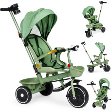Ecotoys 2-in-1 tricycle stroller, swivel seat, foldable canopy, green, ECOTOYS