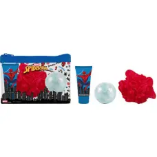 Dětsk&eacute; Parf&eacute;my Spiderman D&aacute;rkov&aacute; sada Sprchov&yacute; gel 35 ml, bomba do koupele, myc&iacute; houba a kosmetick&aacute; ta&scaron;tička