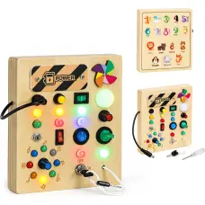 Ecotoys Drewniana tablica manipulacyjna interaktywna przełączniki światła LED ECOTOYS