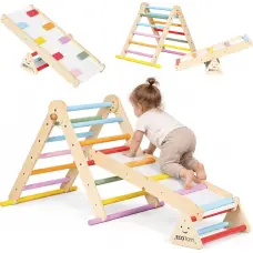 Ecotoys Drewniany plac zabaw dla dzieci zestaw wspinaczkowy Montessori drabinka r&oacute;wnoważnia LUNA ECOTOYS