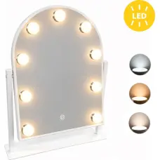 Modernhome Lustro do makijażu LED 30x40 cm kosmetyczne podświetlane 3 barwy 9 żar&oacute;wek ModernHome