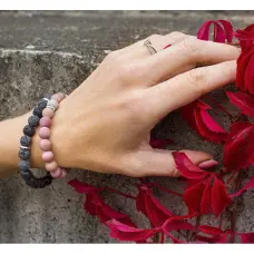 Aksesuārs - BENETO - MINK11/17 - Rhodochrosite pērles - Nerūsējošais tērauds - 17 cm
