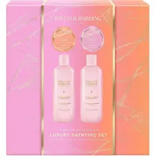 Dāvanu komplekts Baylis & Harding ar jojobu, vaniļu un mandeļu eļļu, 4 daļu barojošs aromātisks vannas komplekts