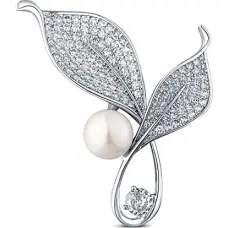 Bright pearl brooch with crystals 2in1 Tickets JL0818