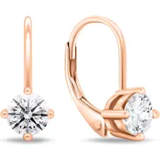 Minimalist gold-plated earrings with zircons EA754R