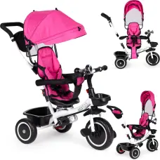 Ecotoys 3-Wheel Tricycle Stroller with 360&deg; Rotating Seat Pink ECOTOYS