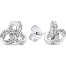 Timeless silver stud earrings with zircons EA576W