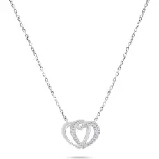 Decent silver heart necklace with zircons NCL83W