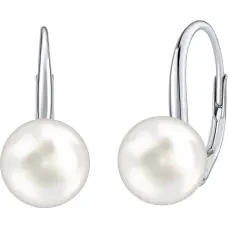 Silver earrings with white Swarovski ® Crystals pearl VSW018ELPS
