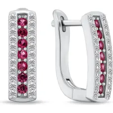 Charming silver earrings with red zircons EA294DPW