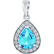 BRISA Silver Pendant with Swiss Blue Topaz and Brilliance Zirconia JJJ1141PTS