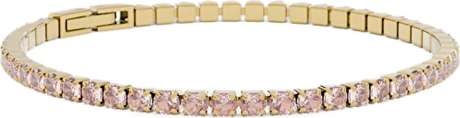 Tennis bracelet with pink Swarovski crystals