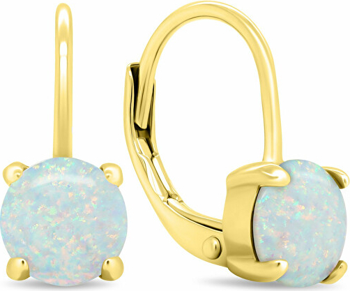 Charming gold-plated earrings with synthetic opals