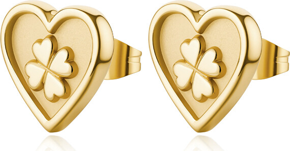 Romantic gold-plated earrings with four-leaf clovers