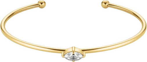 Open solid bracelet with clear Swarovski