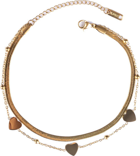 Double gold-plated anklet with hearts Miravie