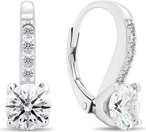 Unique silver earrings with clear zircons
