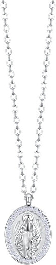 Steel necklace Madonna with zircons CK2144