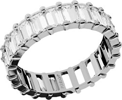 Glittering ring with clear cubic zirconias
