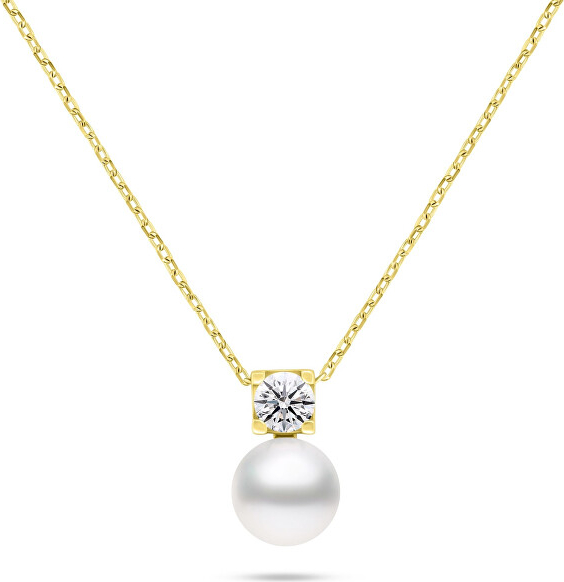 Gold-plated necklace with real pearl and