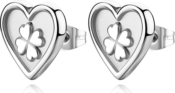 Romantic steel earrings with four-leaf clovers